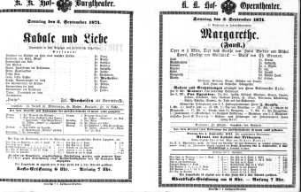 Theaterzettel (Oper und Burgtheater in Wien) 18710703 Seite: 1