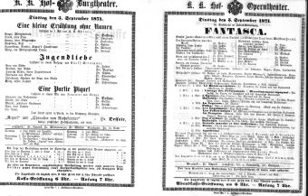 Theaterzettel (Oper und Burgtheater in Wien) 18710705 Seite: 1