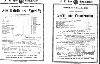 Theaterzettel (Oper und Burgtheater in Wien) 18710706 Seite: 1