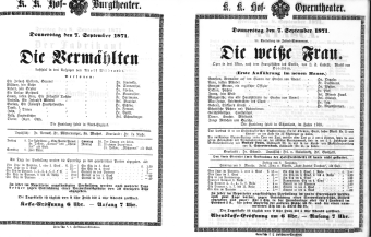 Theaterzettel (Oper und Burgtheater in Wien) 18710707 Seite: 1