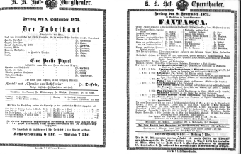 Theaterzettel (Oper und Burgtheater in Wien) 18710708 Seite: 1