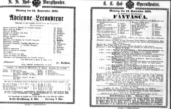 Theaterzettel (Oper und Burgtheater in Wien) 18710711 Seite: 1