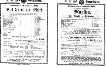 Theaterzettel (Oper und Burgtheater in Wien) 18710713 Seite: 1