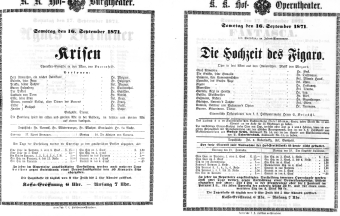 Theaterzettel (Oper und Burgtheater in Wien) 18710716 Seite: 1