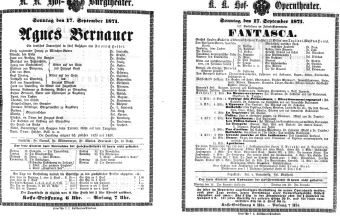 Theaterzettel (Oper und Burgtheater in Wien) 18710717 Seite: 1