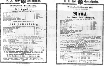 Theaterzettel (Oper und Burgtheater in Wien) 18710718 Seite: 1