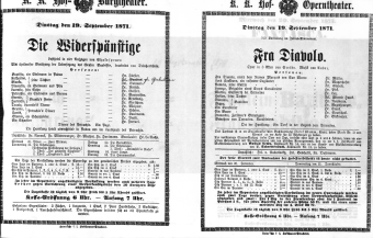 Theaterzettel (Oper und Burgtheater in Wien) 18710719 Seite: 1