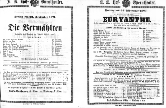 Theaterzettel (Oper und Burgtheater in Wien) 18710722 Seite: 1