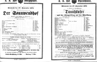 Theaterzettel (Oper und Burgtheater in Wien) 18710727 Seite: 1
