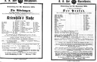 Theaterzettel (Oper und Burgtheater in Wien) 18710728 Seite: 1