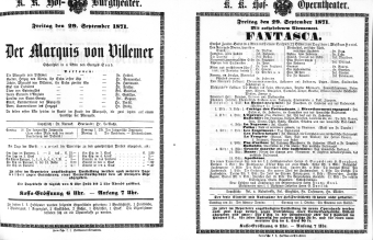 Theaterzettel (Oper und Burgtheater in Wien) 18710729 Seite: 1