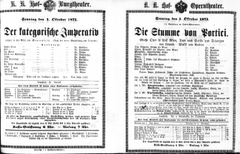 Theaterzettel (Oper und Burgtheater in Wien) 18711001 Seite: 1