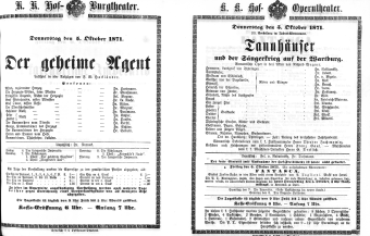 Theaterzettel (Oper und Burgtheater in Wien) 18711005 Seite: 1