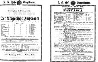 Theaterzettel (Oper und Burgtheater in Wien) 18711006 Seite: 1