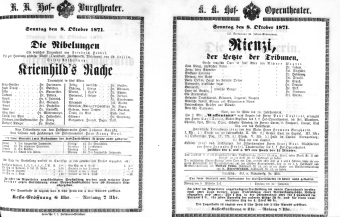Theaterzettel (Oper und Burgtheater in Wien) 18711008 Seite: 1