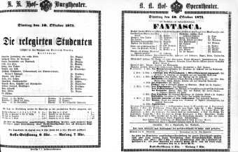 Theaterzettel (Oper und Burgtheater in Wien) 18711010 Seite: 1