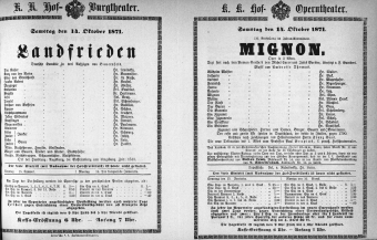 Theaterzettel (Oper und Burgtheater in Wien) 18711014 Seite: 1