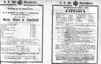 Theaterzettel (Oper und Burgtheater in Wien) 18711018 Seite: 1