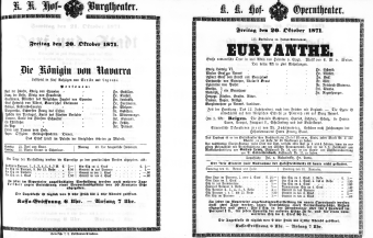 Theaterzettel (Oper und Burgtheater in Wien) 18711020 Seite: 1