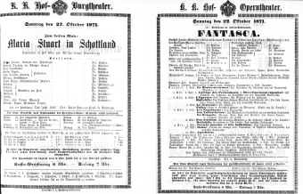 Theaterzettel (Oper und Burgtheater in Wien) 18711022 Seite: 1