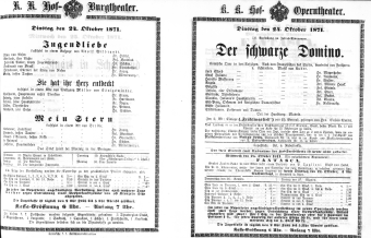 Theaterzettel (Oper und Burgtheater in Wien) 18711024 Seite: 1