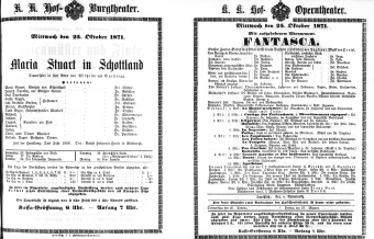 Theaterzettel (Oper und Burgtheater in Wien) 18711025 Seite: 1