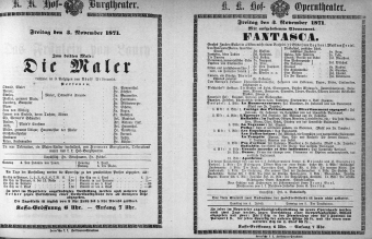 Theaterzettel (Oper und Burgtheater in Wien) 18711103 Seite: 1
