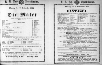 Theaterzettel (Oper und Burgtheater in Wien) 18711106 Seite: 1