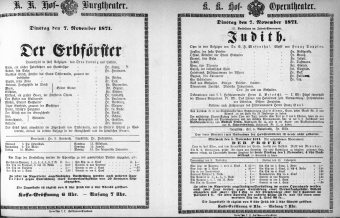 Theaterzettel (Oper und Burgtheater in Wien) 18711107 Seite: 1
