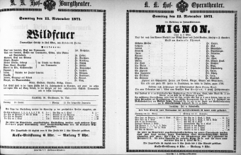 Theaterzettel (Oper und Burgtheater in Wien) 18711111 Seite: 1