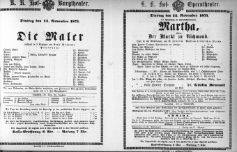 Theaterzettel (Oper und Burgtheater in Wien) 18711114 Seite: 1