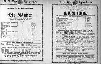 Theaterzettel (Oper und Burgtheater in Wien) 18711115 Seite: 1
