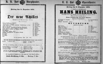 Theaterzettel (Oper und Burgtheater in Wien) 18711208 Seite: 1