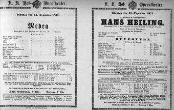 Theaterzettel (Oper und Burgtheater in Wien) 18711211 Seite: 1