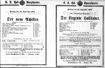 Theaterzettel (Oper und Burgtheater in Wien) 18711215 Seite: 1