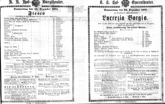 Theaterzettel (Oper und Burgtheater in Wien) 18711221 Seite: 1