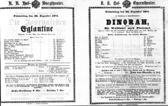 Theaterzettel (Oper und Burgtheater in Wien) 18711228 Seite: 1