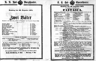 Theaterzettel (Oper und Burgtheater in Wien) 18711230 Seite: 1