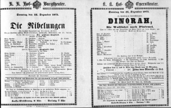 Theaterzettel (Oper und Burgtheater in Wien) 18711231 Seite: 1