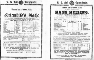 Theaterzettel (Oper und Burgtheater in Wien) 18720101 Seite: 1