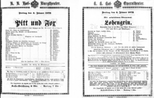 Theaterzettel (Oper und Burgtheater in Wien) 18720105 Seite: 1
