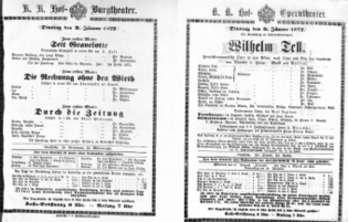 Theaterzettel (Oper und Burgtheater in Wien) 18720109 Seite: 1