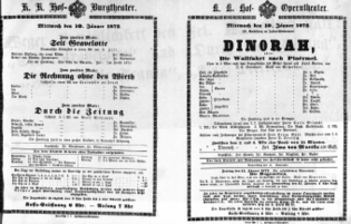 Theaterzettel (Oper und Burgtheater in Wien) 18720110 Seite: 1