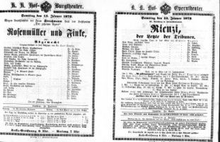 Theaterzettel (Oper und Burgtheater in Wien) 18720113 Seite: 1
