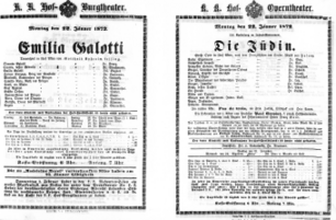 Theaterzettel (Oper und Burgtheater in Wien) 18720122 Seite: 1