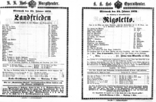 Theaterzettel (Oper und Burgtheater in Wien) 18720124 Seite: 1