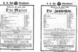 Theaterzettel (Oper und Burgtheater in Wien) 18720129 Seite: 1