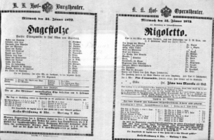 Theaterzettel (Oper und Burgtheater in Wien) 18720131 Seite: 1