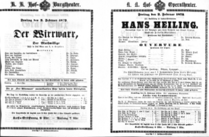 Theaterzettel (Oper und Burgtheater in Wien) 18720202 Seite: 1