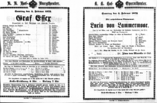 Theaterzettel (Oper und Burgtheater in Wien) 18720203 Seite: 1